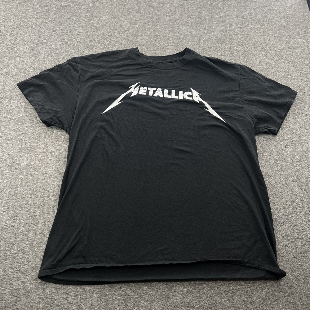 Metallica Shirt Mens 2XL Black SS Tour Band Rock Concert Logo Graphic EUC